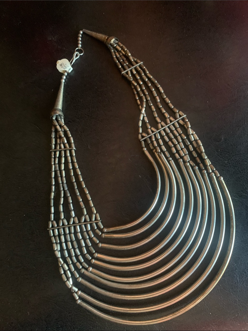 Multi-Row Metallic Statement Necklace in Gunmetal